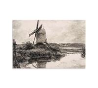 YYUEQIL John Constable Impression sur toile « A Mill On The Bals Of The River Stour » Décoration murale d'intérieur moderne sans cadre 60 x 90 cm