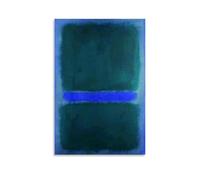 YYUEQIL Mark Rothko Impression sur toile rectangulaire verte sur fond bleu Décoration murale sans cadre 50 x 75 cm