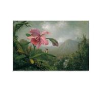 YYUEQIL Martin Johnson Heade Impression sur toile avec orchidée et colibri près d'une cascade de montagne - Œuvres d'art pour décoration d'intérieur moderne - Idée cadeau - Sans cadre - 20 x 30 cm
