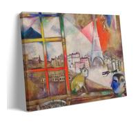 YYUEQIL Poster de Marc Chagall - Impression sur toile - Motif Paris à travers la fenêtre - Décoration d'intérieur moderne - Cadre 30 x 45 cm