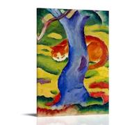 YYUEQIL Poster sur toile représentant un chat derrière un arbre par Franz Marc - Décoration murale - 30 x 45 cm