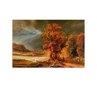 YYUEQIL Rembrandt Harmenszoon Van Rijn Impression sur toile Motif paysage avec le bon Samaritain Décoration murale sans cadre 50 x 75 cm