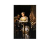 YYUEQIL Toile murale décorative sans cadre Maja et Célestine au Balcon de Francisco De Goya - 60 x 90 cm