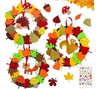 YYUEZHI 132 Pièces Bricolage Automne Kit Enfant, Couronne D'Automne, En Feutrine, Kit De Création Hérisson, Renard, Écureuil, Convient aux Enfants de 3 à 6 Ans, Halloween Noël Action de Grâce