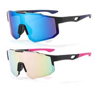 YYUEZHI 2 PCS Lunette de Soleil Sport Pour Homme et Femme, Lunettes De VéLo Polarisées, avec Protection UV400, Lunette De Vitesse pour Cyclism, Moto, Course, Ski, Baseball, Pêche etc