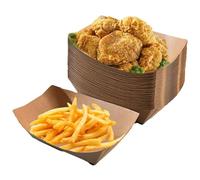 YYUEZHI 50 Pièces Barquettes En Carton Kraft, Assiette Brune En Carton Pour Frites Bols à Amuse-Gueules Assiette Brune Pour Frites Pour Chips, Snacks, Macarons, Saucisses Au Curry, Salade