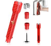 YYUEZHI Outil De Clé à Robinet, 8 En 1 ouille Robinet, Outil EVier Plomberie, Multifonctions, Pour Cuvette de Toilettes Robinet D'évier Salle de Bain Cuisine Plomberie (Rouge)