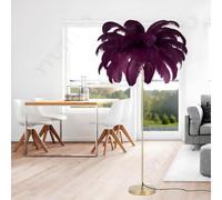 YYUTLUO Lampe À Plumes Moderne, Lampadaire En Plumes D'Autruche Naturelles, Hauteur 160cm, Poteau Et Base Dorés, 3 Températures De Couleur, Ampoules LED G4, Salon, Chambre D'Enfant, Bureau (Violet)