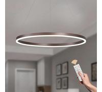YYUTLUO Lustre LED Moderne DIY Cercle | 1 Brun Anneaux :60cm=29W | Éclairage Suspendu LED Métal+Acrylique Télécommande Intensité Variable 2,14G Lampe Suspendue Plafond Ronde Salon Chambre Coucher