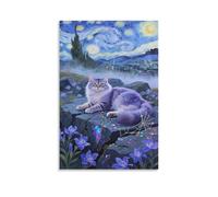 YYVKPMLXC Chat maine coon Décoration Murale Chat de compagnie Imprimé Sur Toile Artistique Poster Moderne Affiche Pour Le Bureau À Domicile Déco Salle De Séjour 08x12inch(20x30cm)