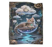 YYVKPMLXC Chat tigré Couverture Douillette en Flanelle Imprimée 3D Couverture De Canapé Ciel Fantastique Douce Et Chaude pour Canapé Et Salon 70x80inch(180x200cm)