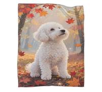 YYVKPMLXC Chien Bichon Frise Couverture Douillette en Flanelle Polaire 3D Motif Forêt d'automne Couverture De Canapé Confortable Et Respirante pour Adultes d'enfants 80x90inch(200x230cm)