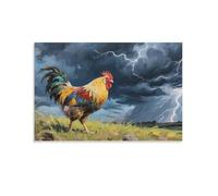 YYVKPMLXC Coq Murale Image Sur Toile Ferme rustique Photos D'œuvres D'art Abstrait Peintures À L'huile Pour La Décoration De La Maison 16x24inch(40x60cm)