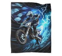 YYVKPMLXC Couverture Douillette en Flanelle Moto Cross 3D Couverture De Canapé Éclair Douce pour Filles, Garçons, Voyage 60x80inch(150x200cm)