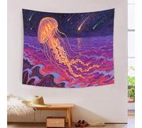 YYVKPMLXC Effet 3D Méduse Tapisserie Murales|Océan coloré Scene Drapé Mural|Esthétique Tapisserie Pour Chambre Salon Tenture Murale 100cmx150cm