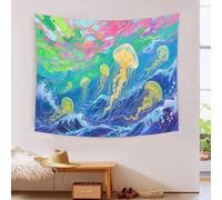 YYVKPMLXC Effet 3D Méduse Tapisseries Murale|Océan coloré Drapé Mural|Esthétique Tapisserie Pour Chambre Salon Tissu Mural 100cmx150cm