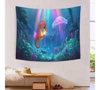 YYVKPMLXC Hippopotamecampe Effet 3D Tenture Murale|Méduse Drapé Mural|Esthétique Tapisserie Pour Chambre Salon Couverture Murales 100cmx150cm