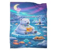 YYVKPMLXC Ours Polaire Couverture Polaire en Flanelle 3D Aurore boréale Couverture De Canapé Confortable Et Respirante pour Canapé Et Salon 60x80inch(150x200cm)