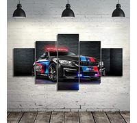 Yywife Impression sur Toile 5 Parties Tableau Decoration Murale Salon Moderne XXL Tableau pour La Mur HD Peinture Contemporain BMW M4 Voiture De Sport Noire Créatif Cadeau