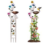 YYWMWM Bain d'oiseaux en métal de 145 cm de hauteur avec treillis pour extérieur, bain d'oiseaux décoratif vintage, support de petites plantes de jardin, bain d'oiseaux antique pour plantes grimpantes
