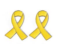 Yyyuluo Lot de 2 Broches en Ruban Jaune pour la Sensibilisation au Cancer du Sein, Épingles de Soutien en Métal Émaillé, Cadeau Solidarité pour Femmes et Hommes, Pin's de Revers Espoir