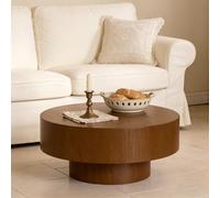 YYZIWYUN Table Basse Ronde en Forme de Tambour - Tables Rondes en Bois Style Milieu du siècle pour Salon, Tables d'appoint contemporaines pour Salon ou Salle familiale, Montage Facile,30.5" Brown