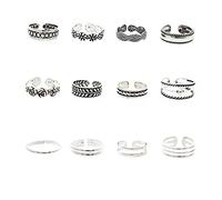YYZLL 12 pièces Anneaux à Bout Ouvert Ensemble Bande réglable Anneau de Queue Anneau d'articulation Vintage rétro Anneau de Doigt Pied Bijoux pour Femmes