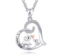 YYZLL Bébé Éléphant Baiser Collier Amour Coeur Dumbo Porte-Bonheur Pendentif avec Cristaux de Pierre De Naissance Je t'aime Mots Bijoux Cadeau pour Femmes Filles