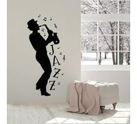 YYZOVBNN Autocollant mural de musique Jazz, autocollant de saxophoniste, autocollant mural de note de bar, affiche de décoration de chambre d'adolescent