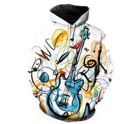 YYZOVBNN Sweat à Capuche décontracté Automne-Hiver, imprimé 3D Guitare Graffiti, Coupe Ample, Manches Longues
