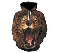 YYZOVBNN Sweat à Capuche décontracté imprimé 3D Lion Rugissant en colère, Coupe Ample, Manches Longues, Automne-Hiver