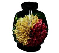 YYZOVBNN Sweat à Capuche décontracté imprimé en 3D, à Blocs de Couleurs Jaune Vif et Rouge, Pull Ample à Manches Longues pour l'automne et l'hiver.