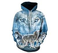 YYZOVBNN Sweat à Capuche Homme Ample à Manches Longues, imprimé 3D Meute de Loups, Style décontracté.
