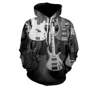 YYZOVBNN Sweat à Capuche Homme Gris à Manches Longues, imprimé 3D Guitare électrique, Coupe Ample, Style décontracté.