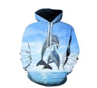 YYZOVBNN Sweat à Capuche imprimé 3D avec Un Dauphin Rigolo Qui Saute, Sweat-Shirt Ample et Tendance pour Homme.