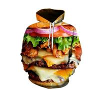 YYZOVBNN Sweat à Capuche imprimé en 3D avec Un Motif créatif de Burger et de Pizza, Style Streetwear Tendance, Poches Avant