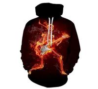 YYZOVBNN Sweat à Capuche imprimé tête de Mort en 3D avec Motif Flammes, Sweat-Shirt Ample et stylé pour Homme.
