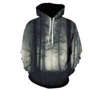 YYZOVBNN Sweat à Capuche/Pull sans Manches Ample pour Homme, imprimé en 3D avec Un Paysage Naturel de Montagne, de forêt, d'arbres et de Brouillard.