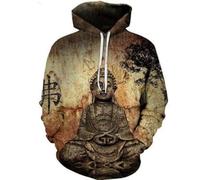 YYZOVBNN Sweat à Capuche rétro à Motif tête de Bouddha 3D, Coupe Ample, Style Streetwear et Sportif.