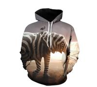 YYZOVBNN Sweat à Capuche Unisexe à Motif zèbre et éléphant en 3D, Style Streetwear décontracté, Grandes Tailles Disponibles.