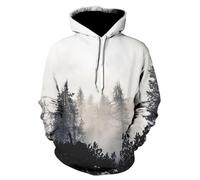 YYZOVBNN Sweat à Capuche Unisexe imprimé 3D Gris et Blanc Misty Forest, Veste de Sport, Sweat-Shirt à Manches Longues Amusant