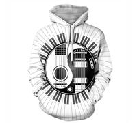 YYZOVBNN Sweat à Capuche Unisexe, Motif Guitare et Piano 3D Noir et Blanc, Style Streetwear décontracté, Grandes Tailles Disponibles.