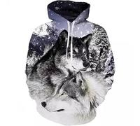 YYZOVBNN Sweat à Capuche Unisexe Tendance avec imprimé 3D d'un Couple de Loups dans la Neige.