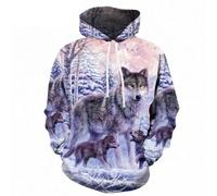 YYZOVBNN Sweat à Capuche Unisexe Tendance avec imprimé 3D d'une Meute de Loups dans la Neige.