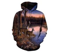 YYZOVBNN Sweat à Capuche Unisexe Wild Lake Animal Elk, Style Streetwear décontracté, Grandes Tailles Disponibles.
