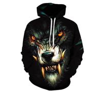 YYZOVBNN Sweat-Shirt Ample d'automne à Motif Crocs de Loup en 3D, Style Streetwear Fun pour Homme.