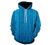 YYZOVBNN Sweat-Shirt Homme à imprimé 3D Abstrait Spatial Bleu technologique, T-Shirt de Sport Unisexe à Manches Longues Style Hip-hop