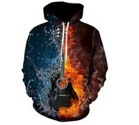 YYZOVBNN Sweat-Shirt Unisexe imprimé en 3D avec Motif Guitare et Glace, Coupe Ample et décontractée.