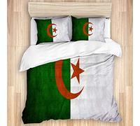 YZBEDSET Parure de lit Adulte,Drapeau algérien,1 Housse de Couette 140 x 200cm+2 Taies d'Oreillers 50 x 75cm