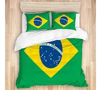 YZBEDSET Parure de lit Adulte,Drapeau brésil,1 Housse de Couette 220 x 240cm + 2 Taies d'Oreillers 50 x 75cm